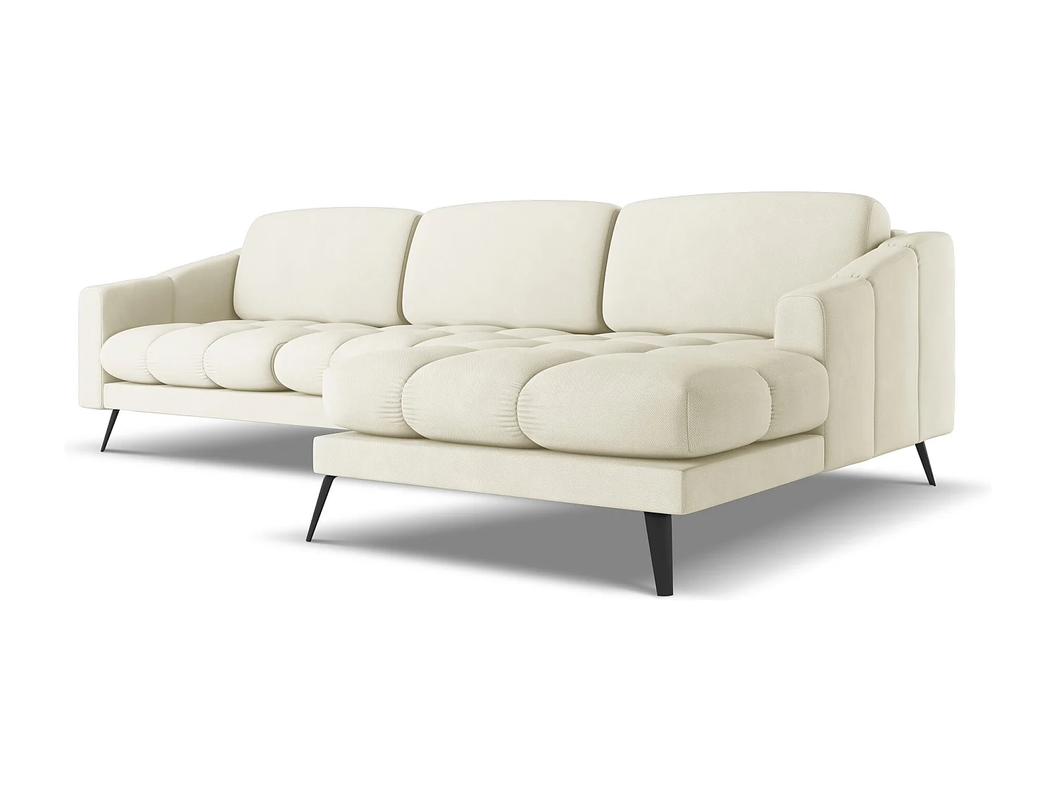 Narożnik prawostronny - z tkaniny szenilowej - beżowy - NALU