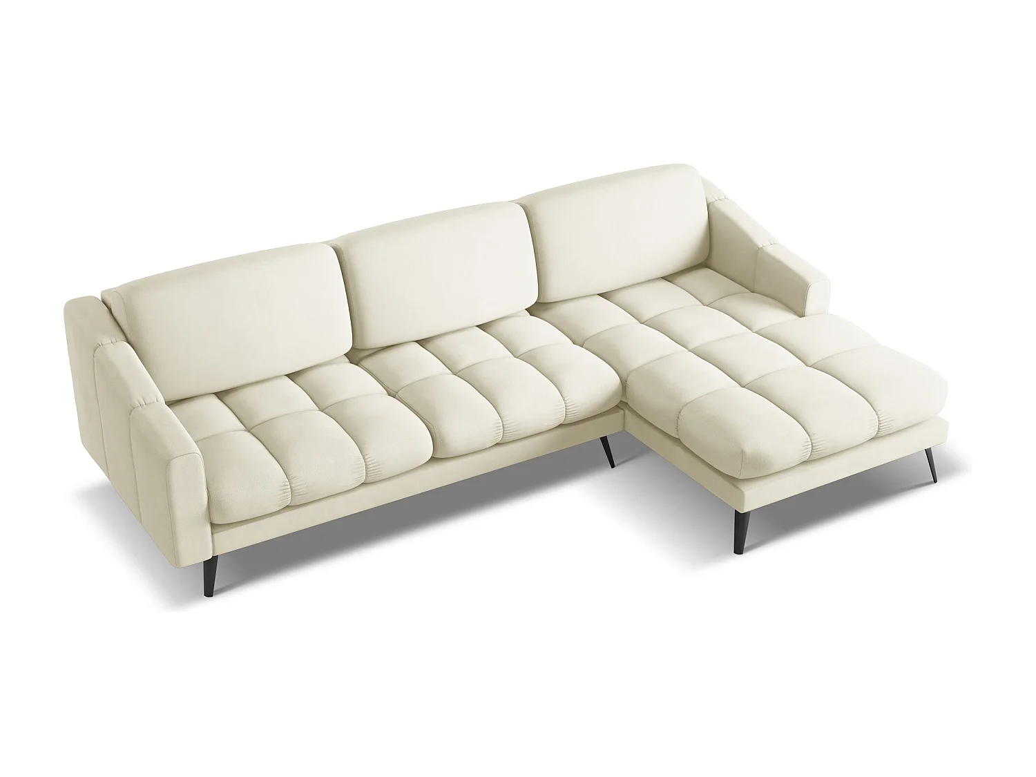 Narożnik prawostronny - z tkaniny szenilowej - beżowy - NALU