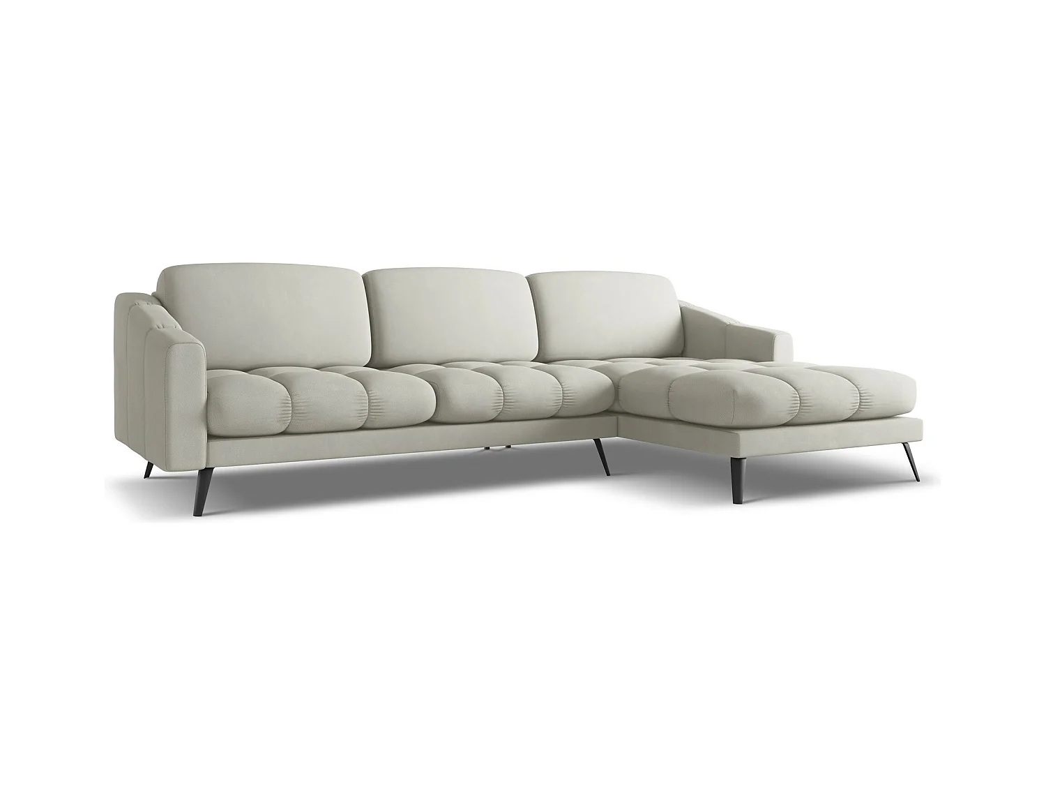 Canapé d'angle droit en tissu chenille - beige - NALU