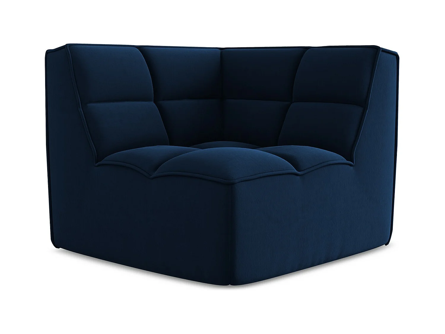 Fauteuil d'angle pour canapé modulable en velours - bleu royal - KALAI