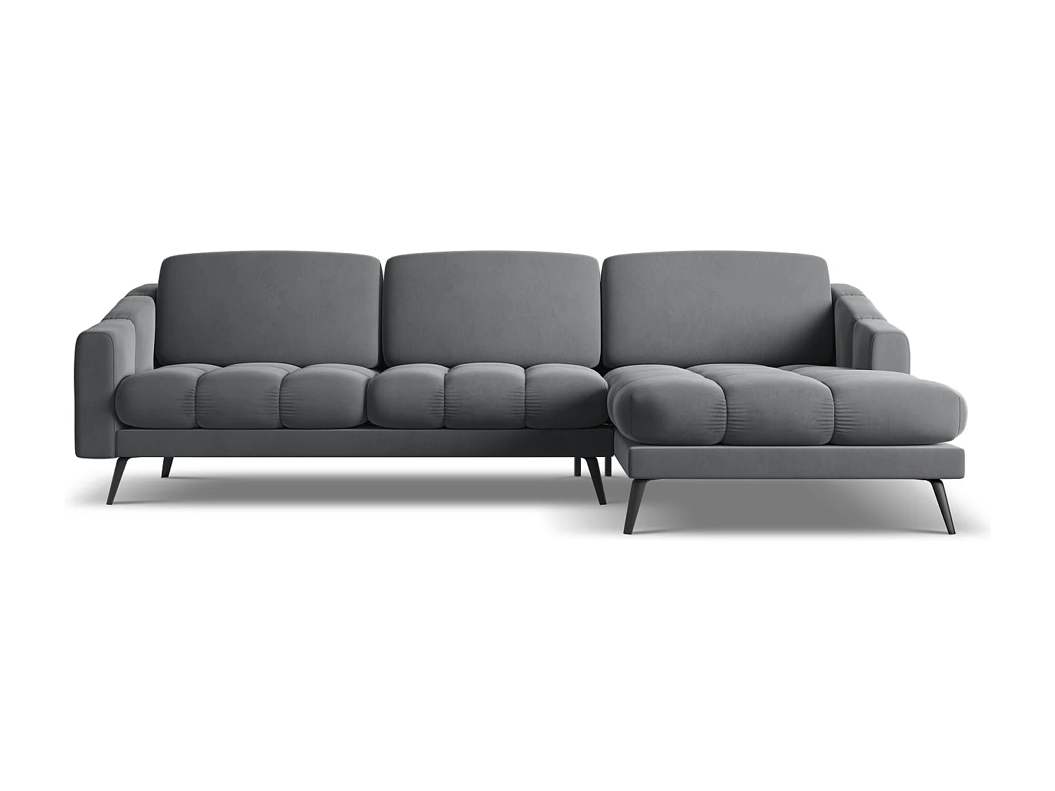 Ecksofa - Ecke Rechts - Samt - Stahl - NALU