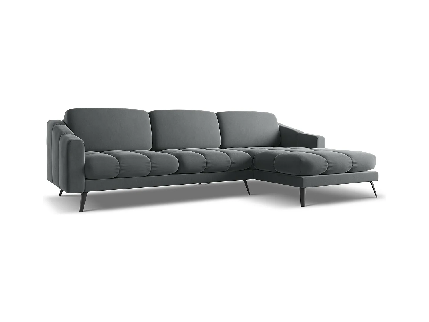 Canapé d'angle droit en velours - acier - NALU