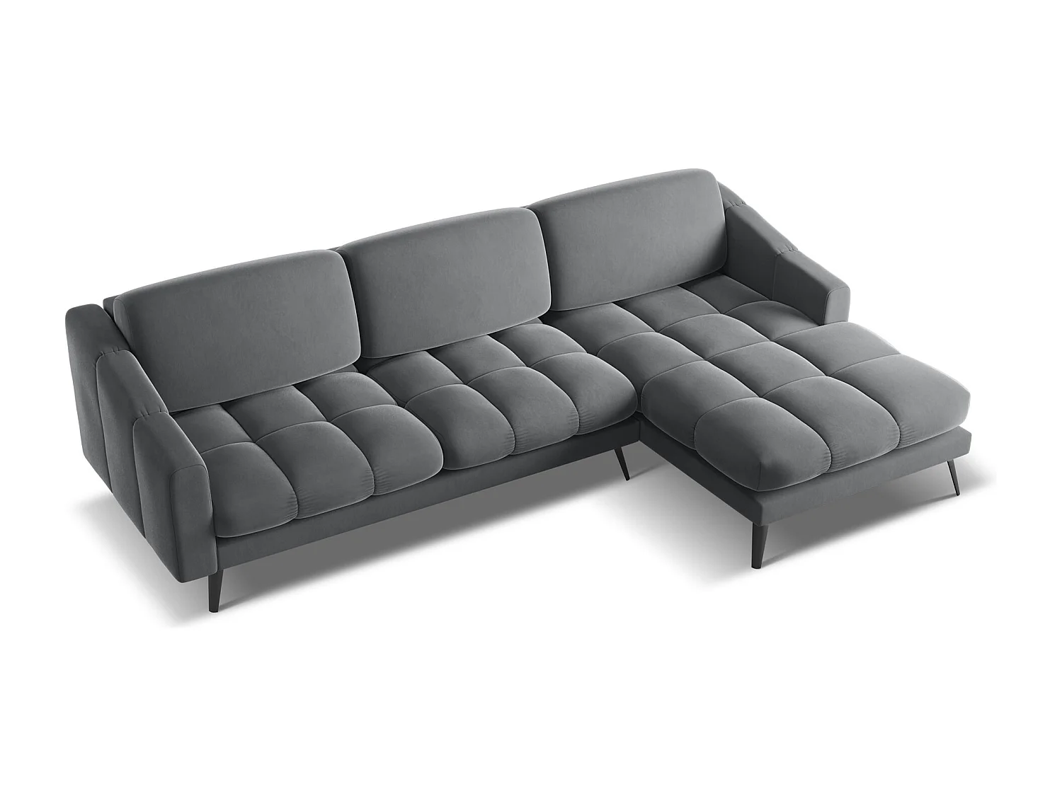 Canapé d'angle droit en velours - acier - NALU