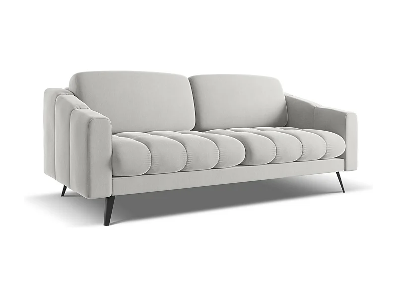 3-Sitzer Sofa - - Samt - Silber - NALU