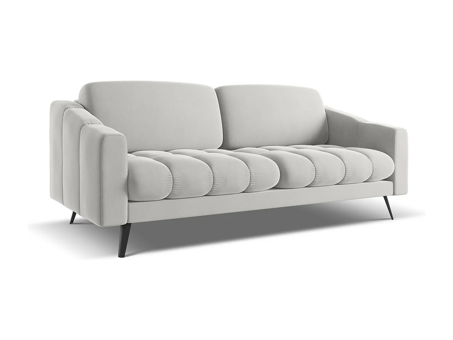 3-Sitzer Sofa - - Samt - Silber - NALU