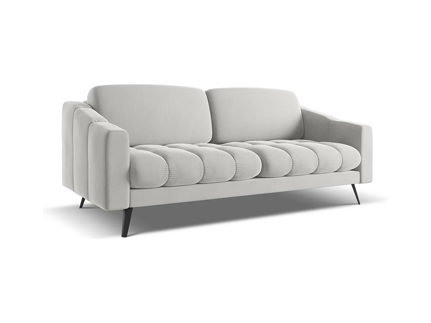 3-Sitzer Sofa - - Samt - Silber - NALU