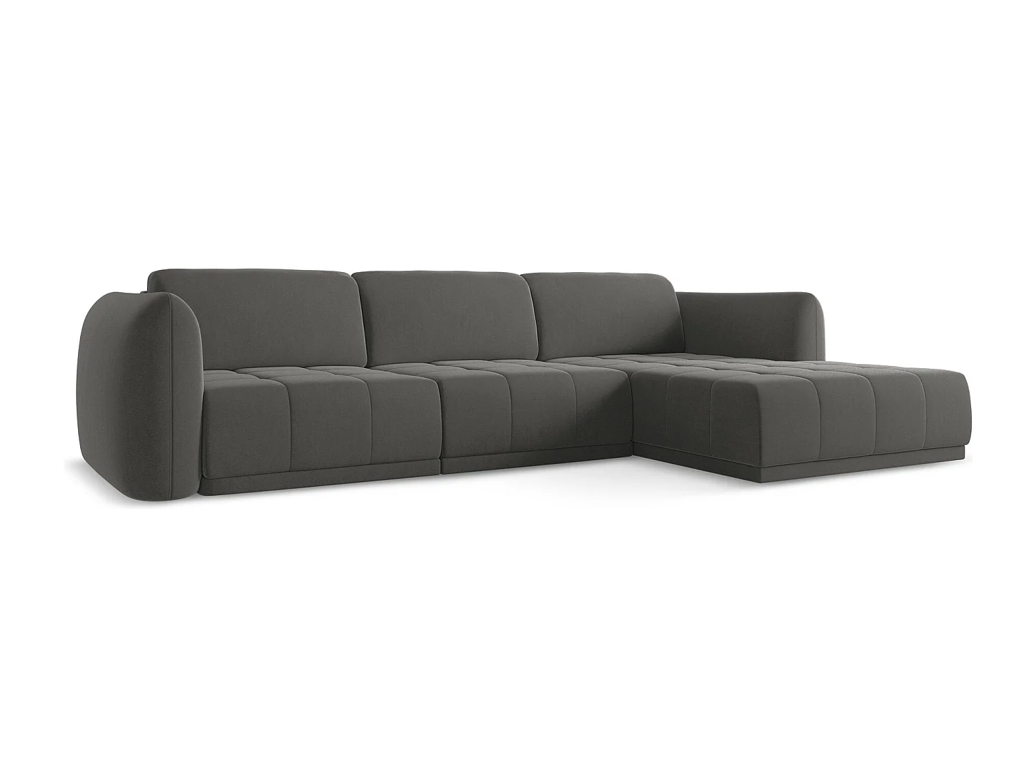 Ecksofa - Ecke Rechts - Samt - Stahl - HOKU