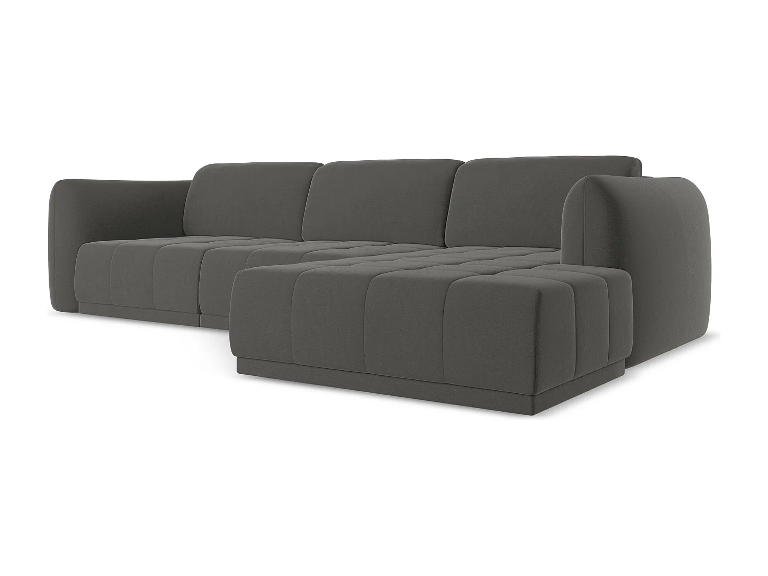 Ecksofa - Ecke Rechts - Samt - Stahl - HOKU