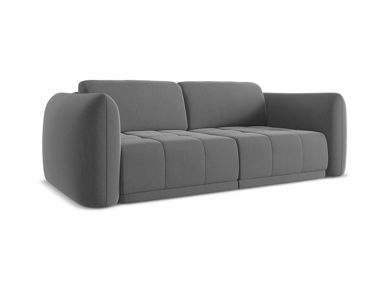 3-Sitzer Sofa - - Samt - Grau - HOKU