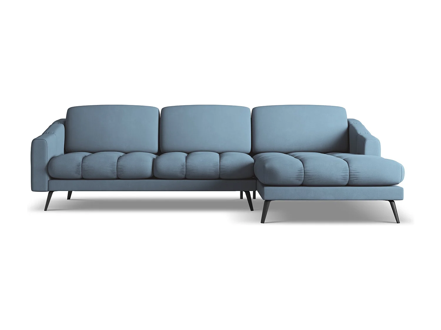 Canapé d'angle droit en tissu chenille - jeans - NALU