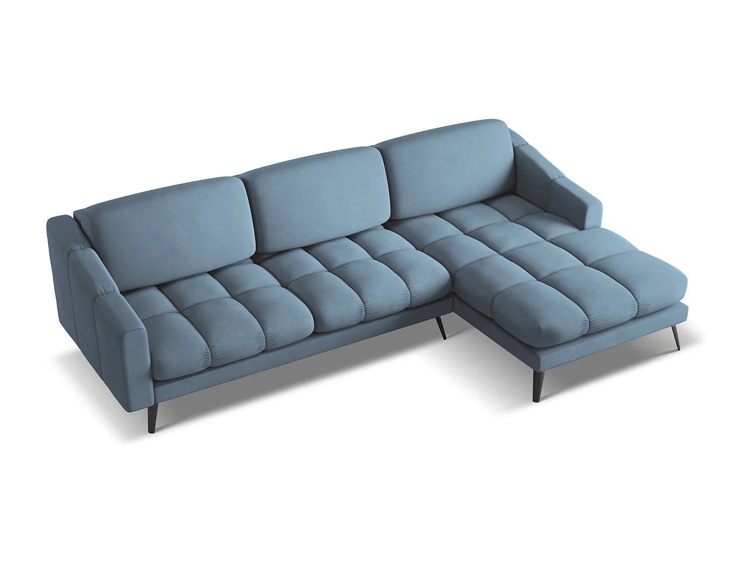 Canapé d'angle droit en tissu chenille - jeans - NALU