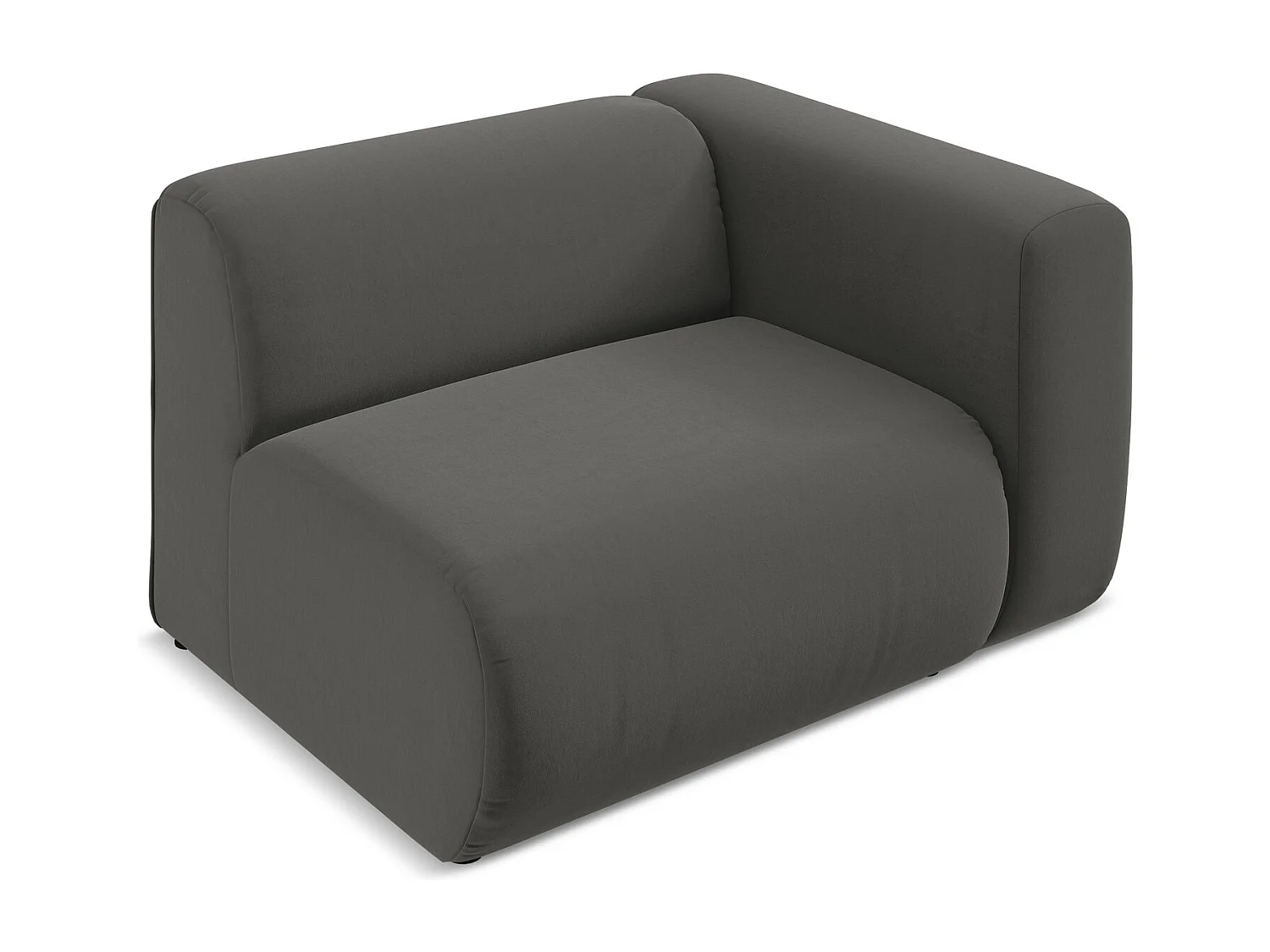 Module avec accoudoirs droit en velours - acier - EKAHI