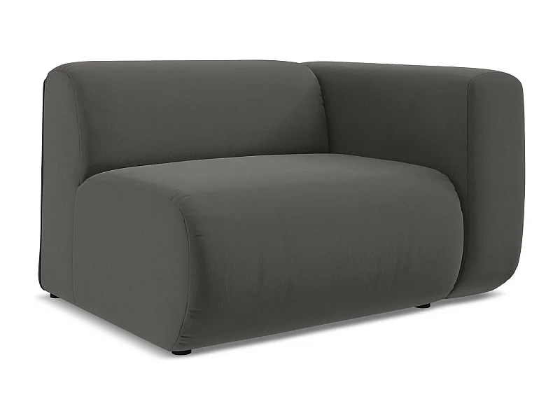 Bankmodule met armleuning rechts van staal velours - EKAHI