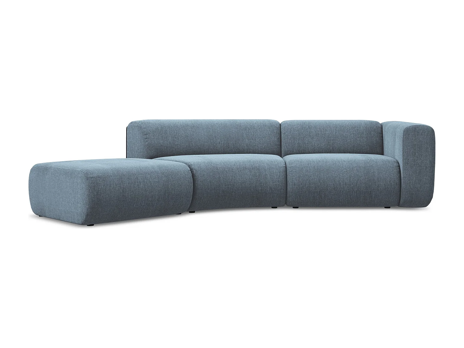 Vierzits modulaire bank links van jeans chenille stof - EKAHI