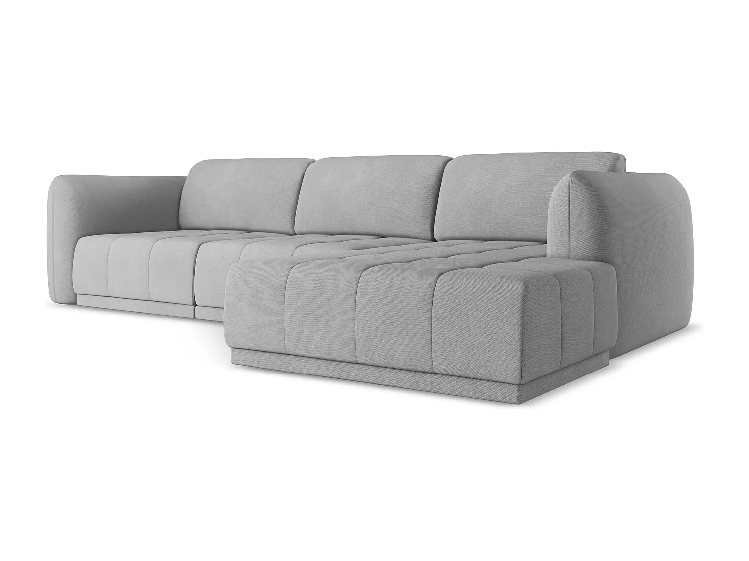 Hoekbank rechts van lichtgrijs chenille stof - HOKU