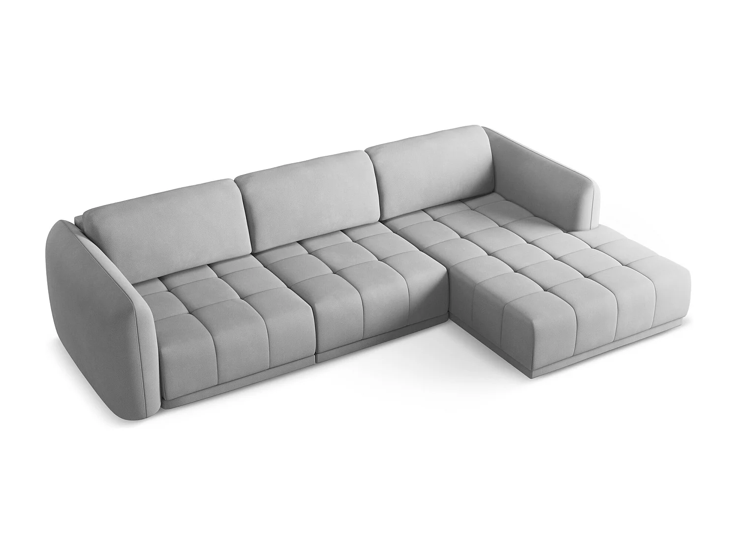 Canapé d'angle droit en tissu chenille - gris clair - HOKU