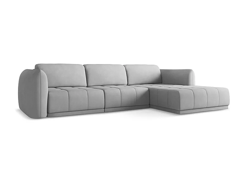 Canapé d'angle droit en tissu chenille - gris clair - HOKU