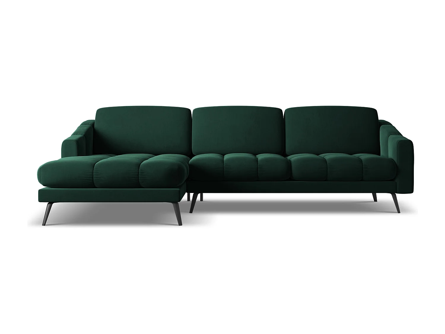 Ecksofa - Ecke Links - Samt - Flaschengrün - NALU