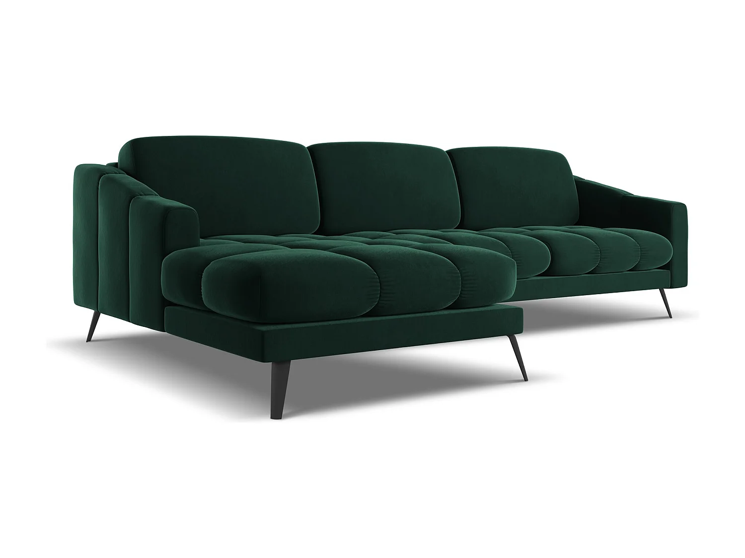 Ecksofa - Ecke Links - Samt - Flaschengrün - NALU