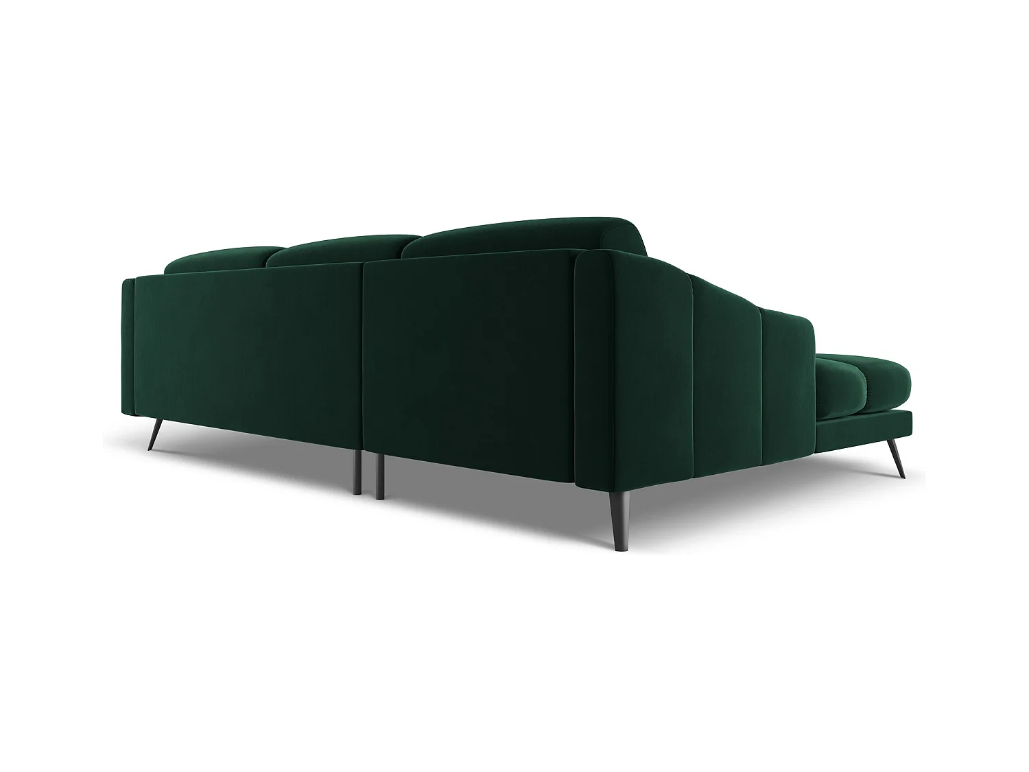 Canapé d'angle gauche en velours - bouteille verte - NALU