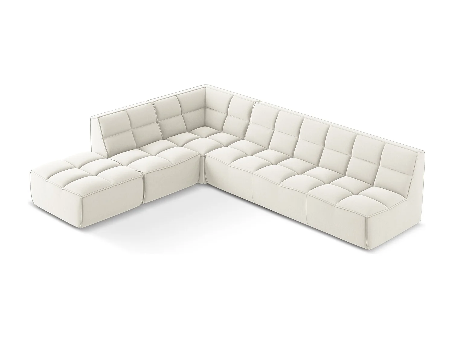 5-Sitzer Modulares Ecksofa - Ecke Rechts - Samt - Hell beige - KALAI
