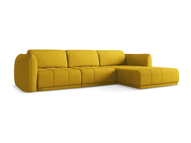 Ecksofa - Ecke Rechts - Chenille - Senf - HOKU