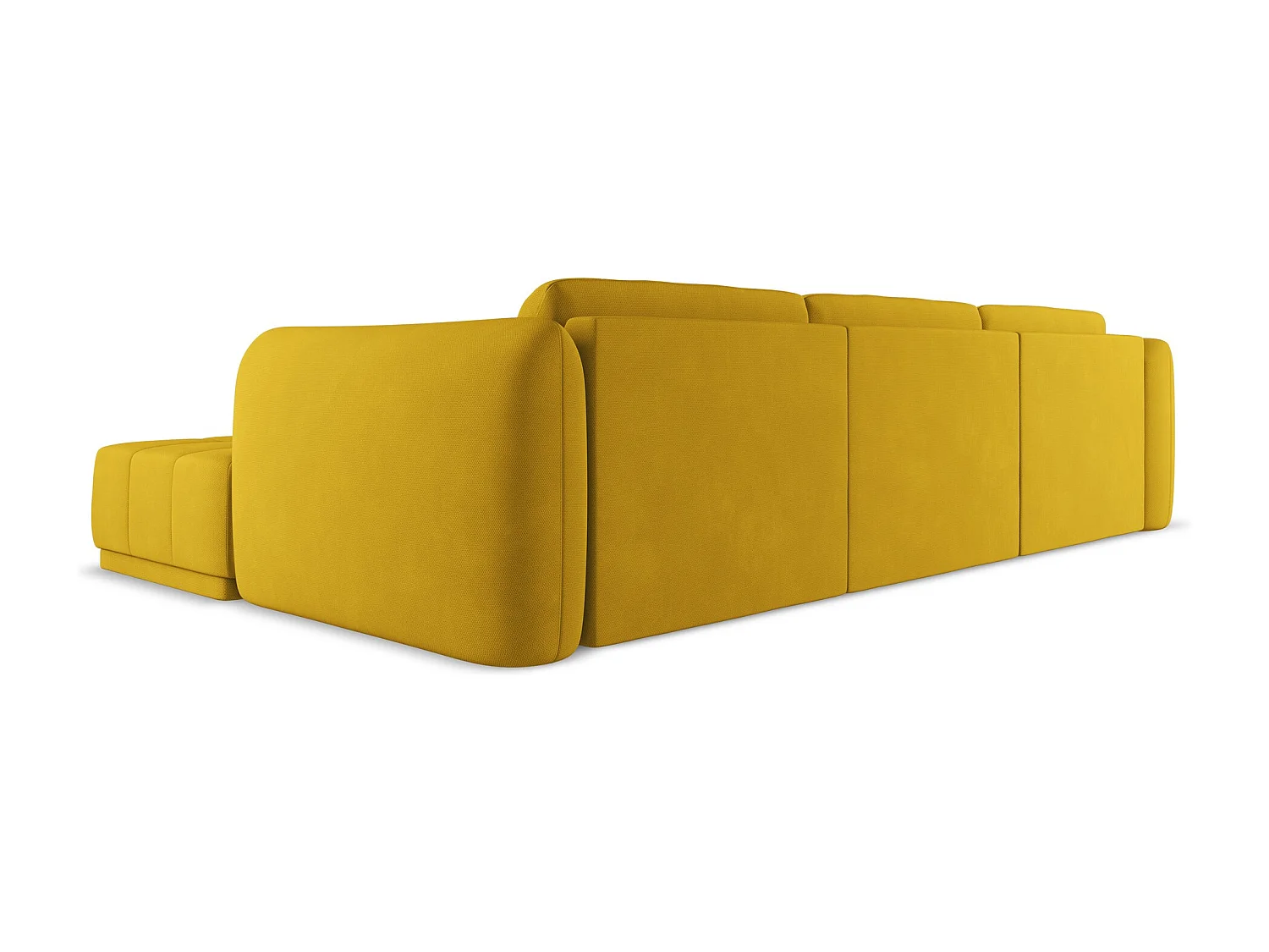 Hoekbank rechts van mosterd chenille stof - HOKU