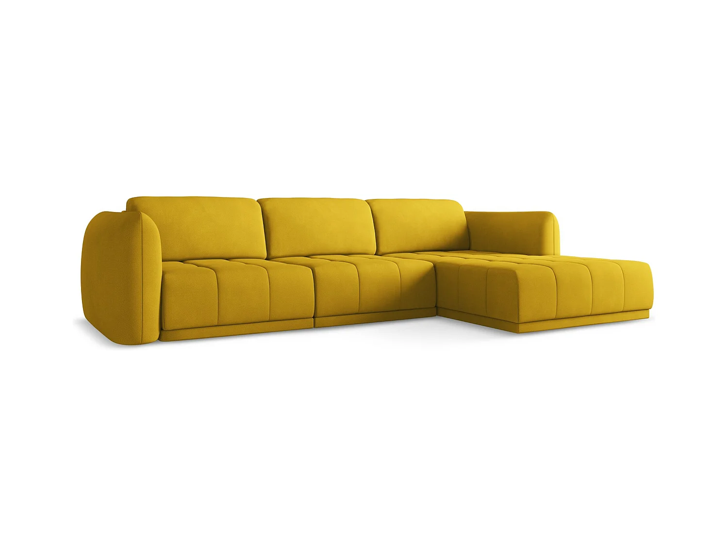 Ecksofa - Ecke Rechts - Chenille - Senf - HOKU