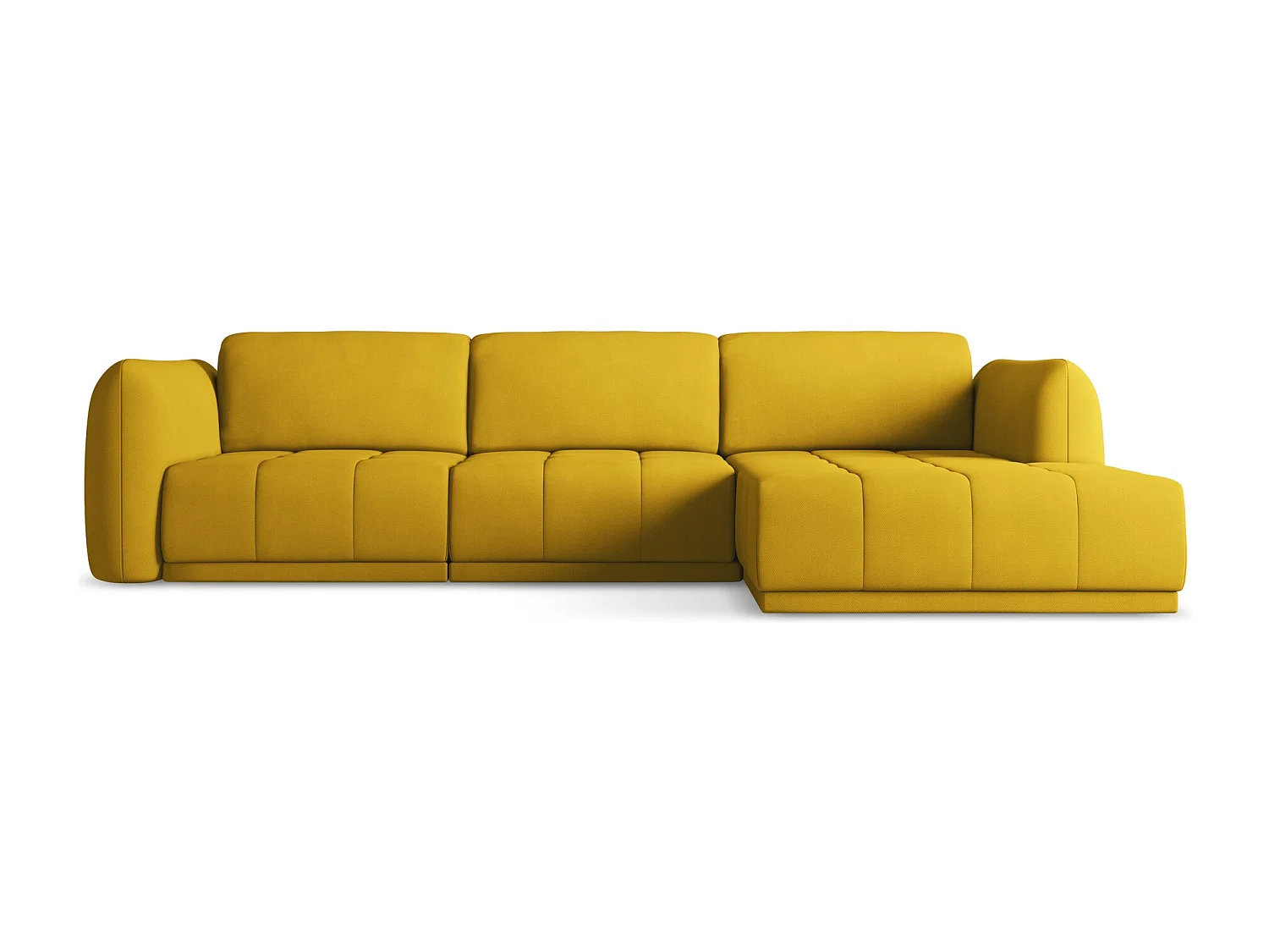 Narożnik prawostronny - z tkaniny szenilowej - musztardowy - HOKU