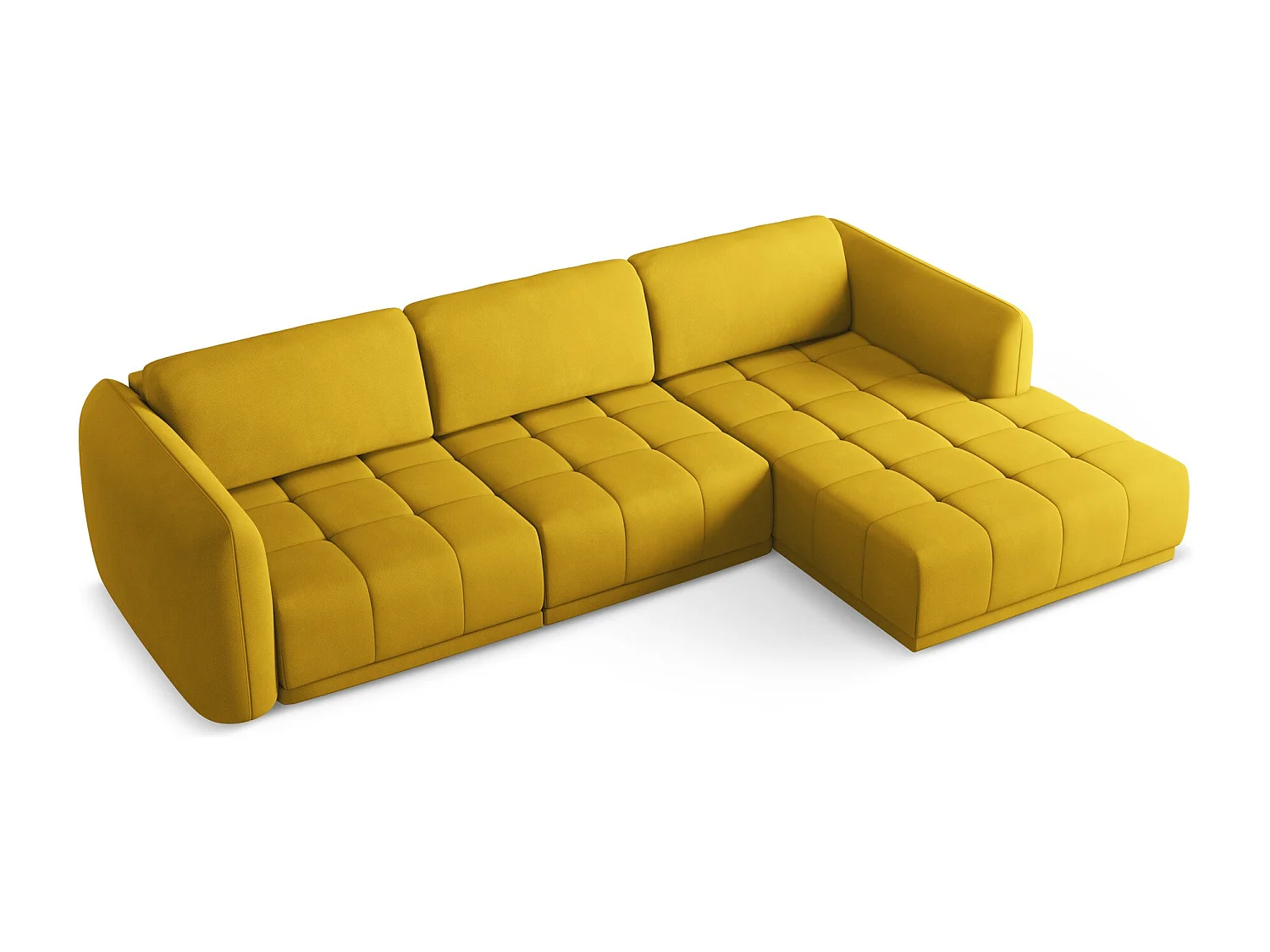 Narożnik prawostronny - z tkaniny szenilowej - musztardowy - HOKU