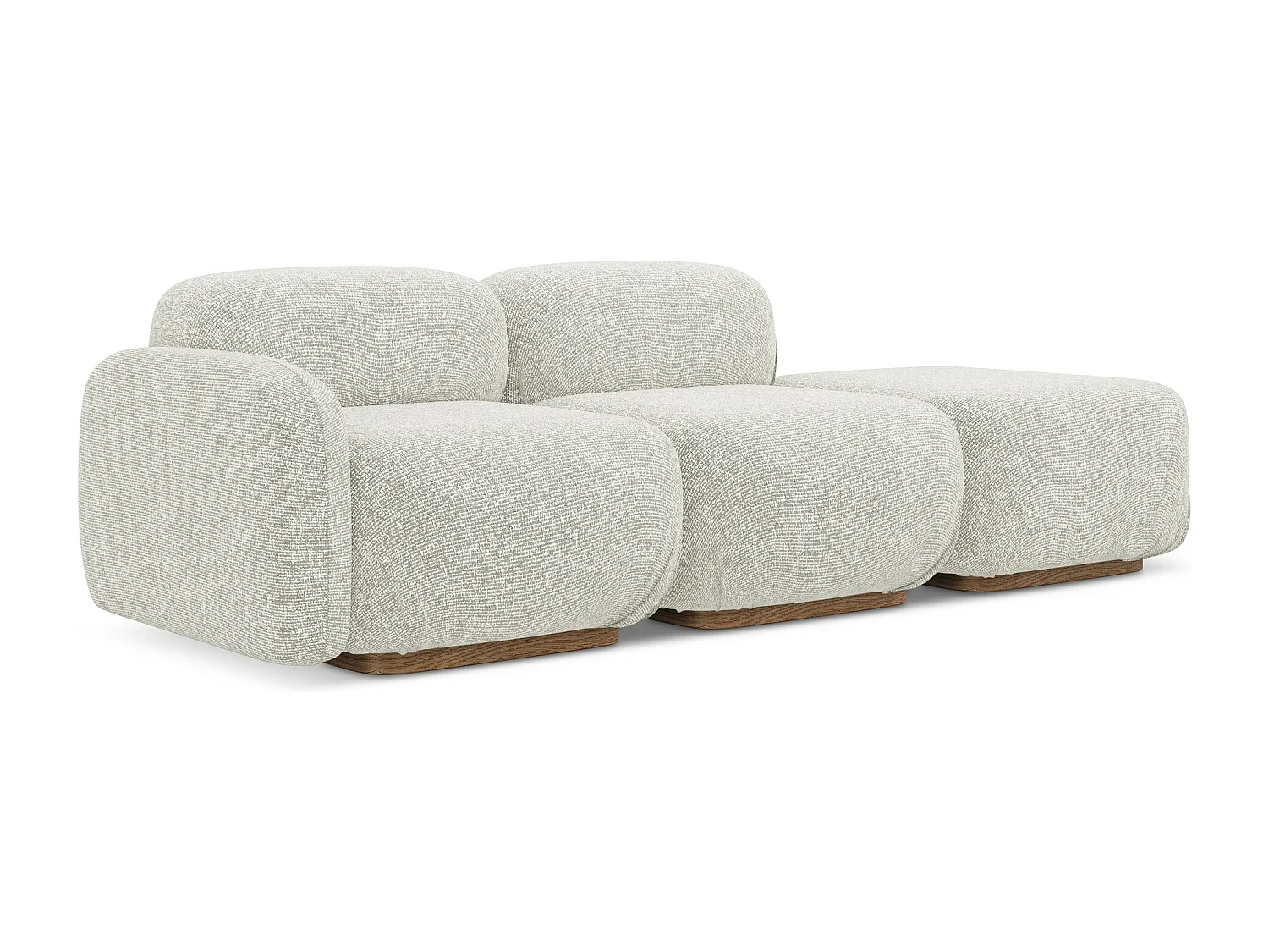 Canapé modulable 3 places droit en tissu texturé - beige clair - AILANI