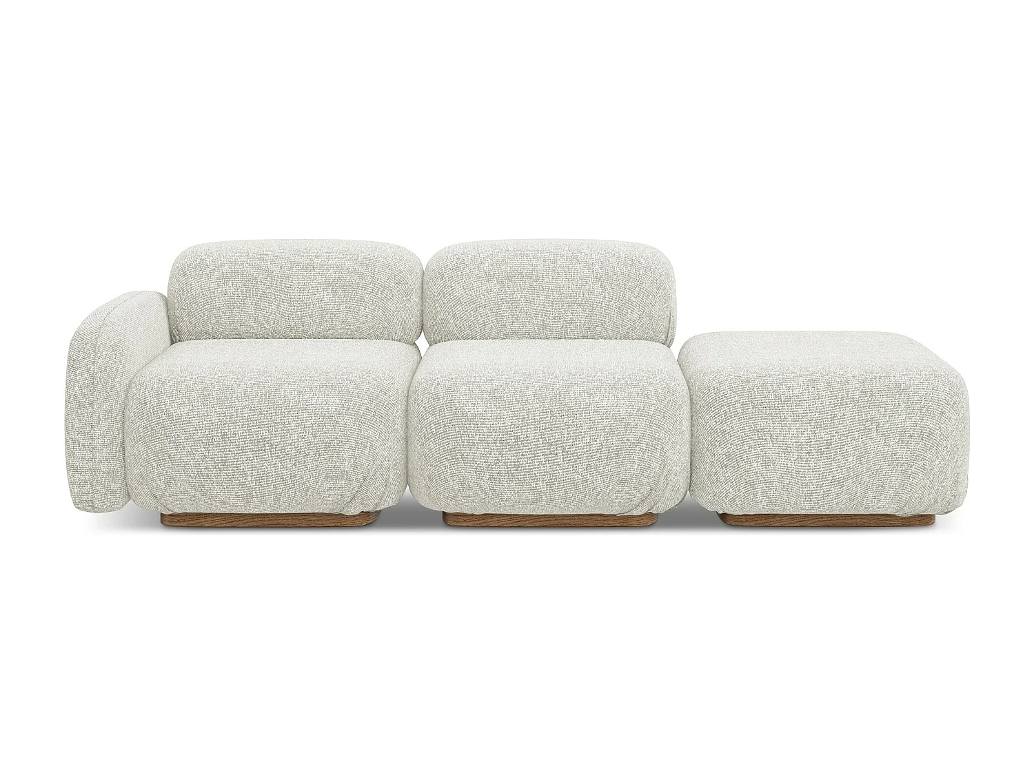 Canapé modulable 3 places droit en tissu texturé - beige clair - AILANI