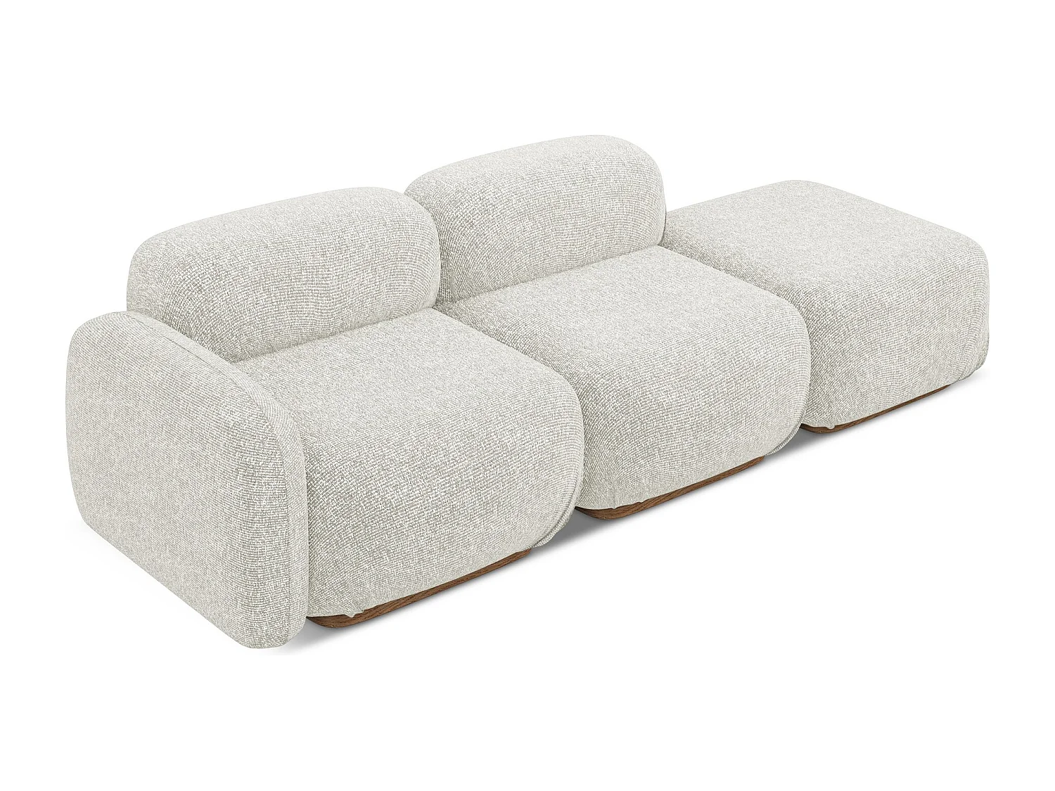 Canapé modulable 3 places droit en tissu texturé - beige clair - AILANI