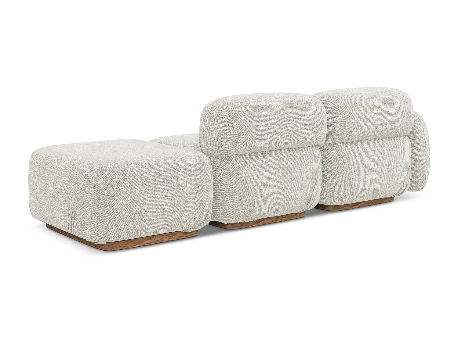 Canapé modulable 3 places droit en tissu texturé - beige clair - AILANI