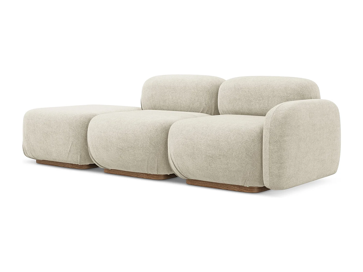 Canapé modulable 3 places gauche en tissu bouclette - beige clair - AILANI