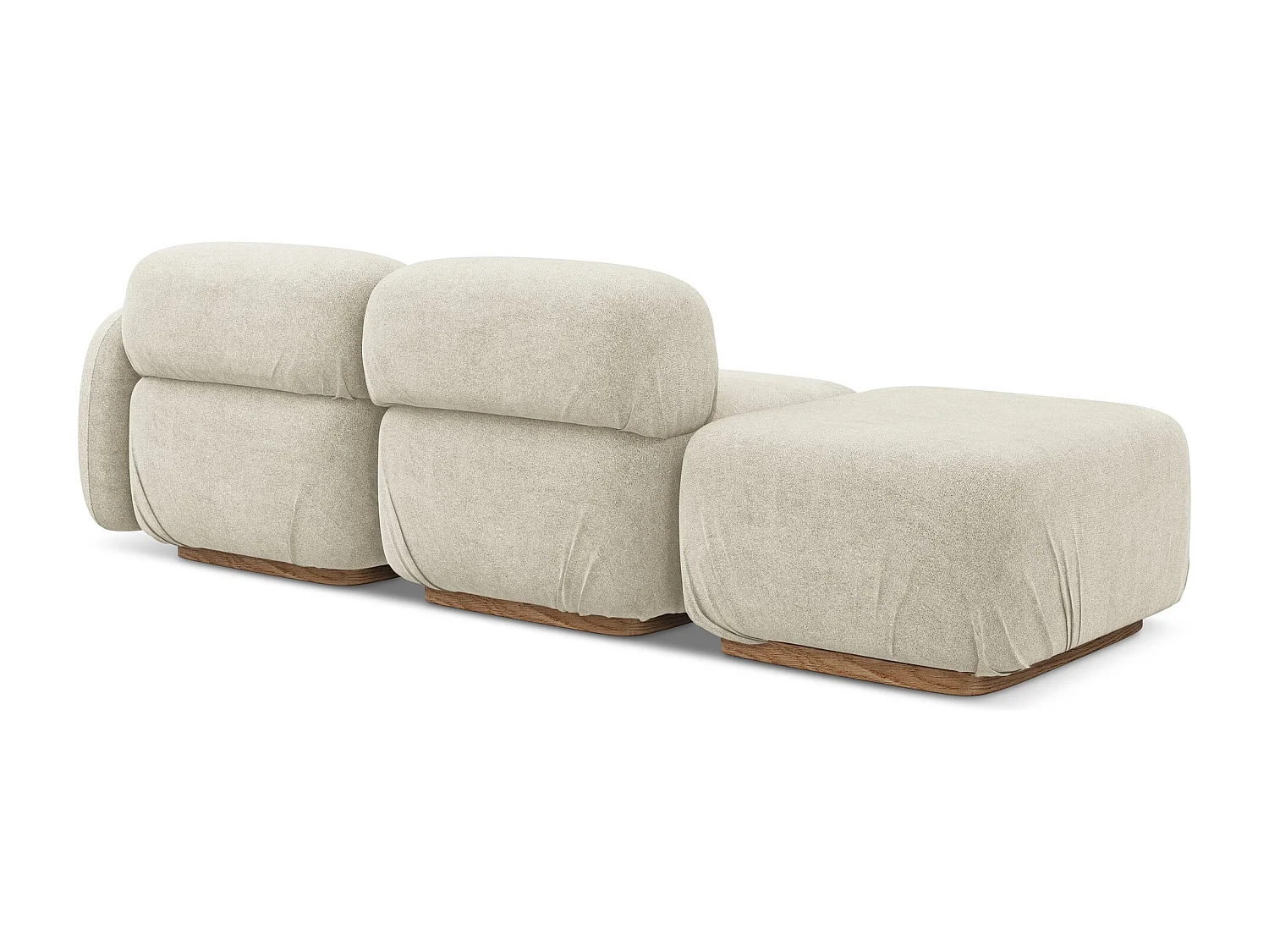 Canapé modulable 3 places gauche en tissu bouclette - beige clair - AILANI