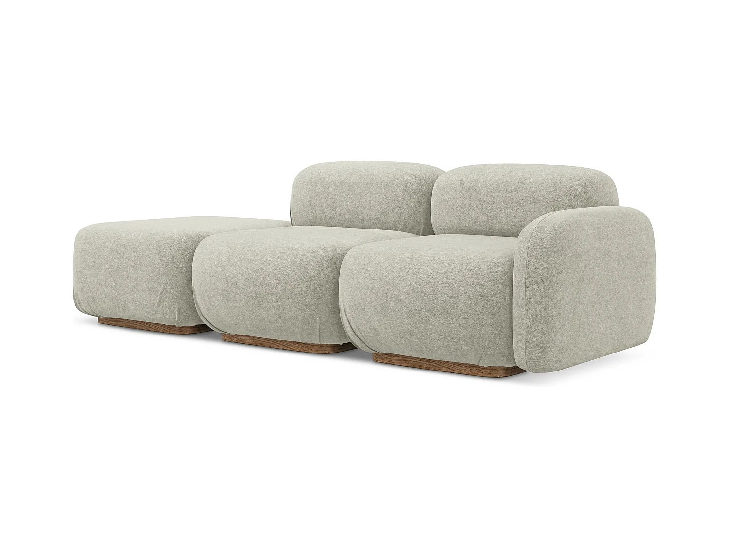 Modulares 3-Sitzer Sofa Links - - Bouclé - Hell beige - AILANI
