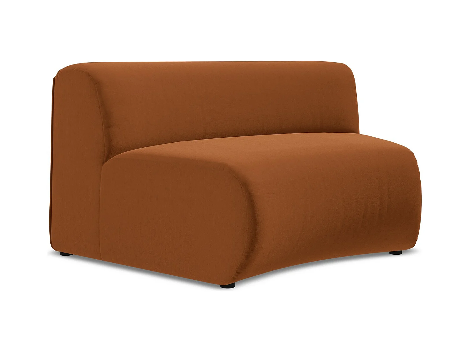 Fauteuil d'angle pour canapé modulable en velours - terre cuite - EKAHI