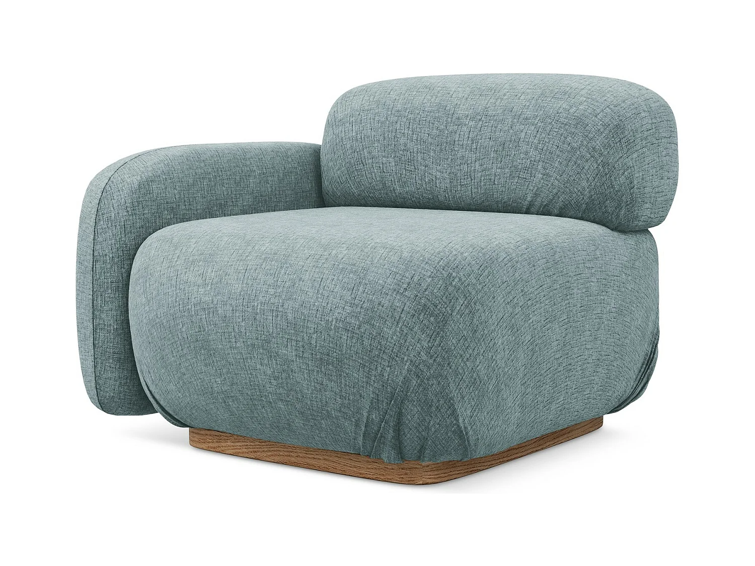 Bankmodule met armleuning links van jeans chenille stof - AILANI