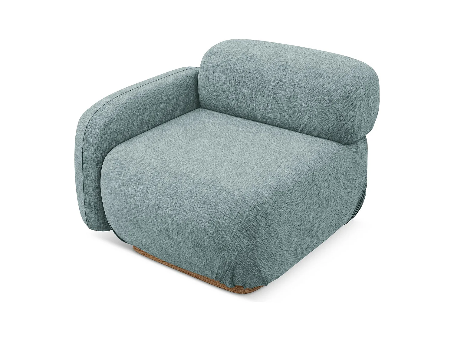 Bankmodule met armleuning links van jeans chenille stof - AILANI