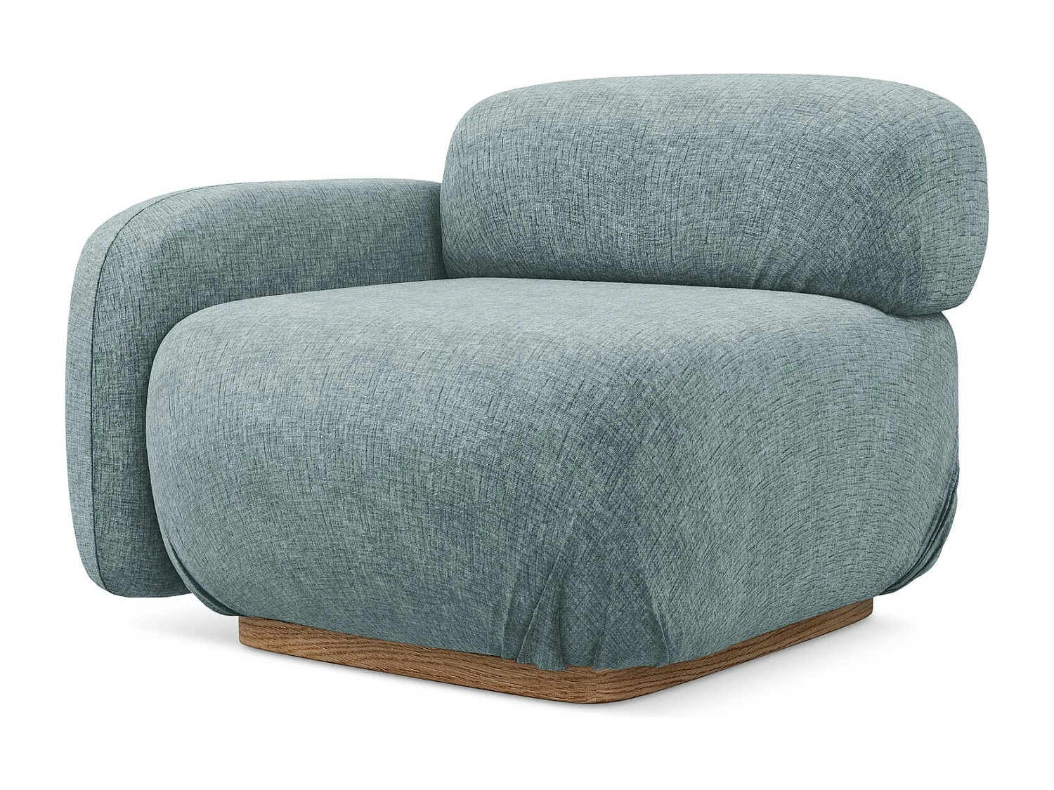 Bankmodule met armleuning links van jeans chenille stof - AILANI