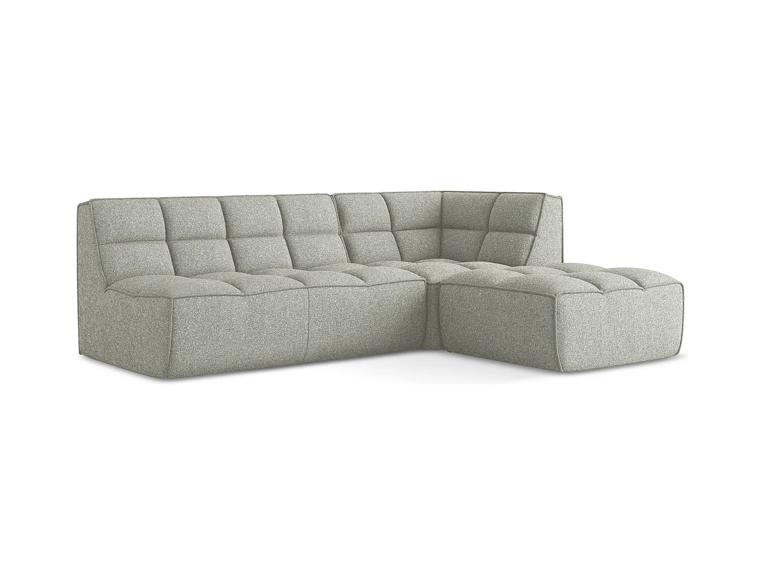 Canapé d'angle 4 places modulaire droit en tissu texturé - gris clair - KALAI