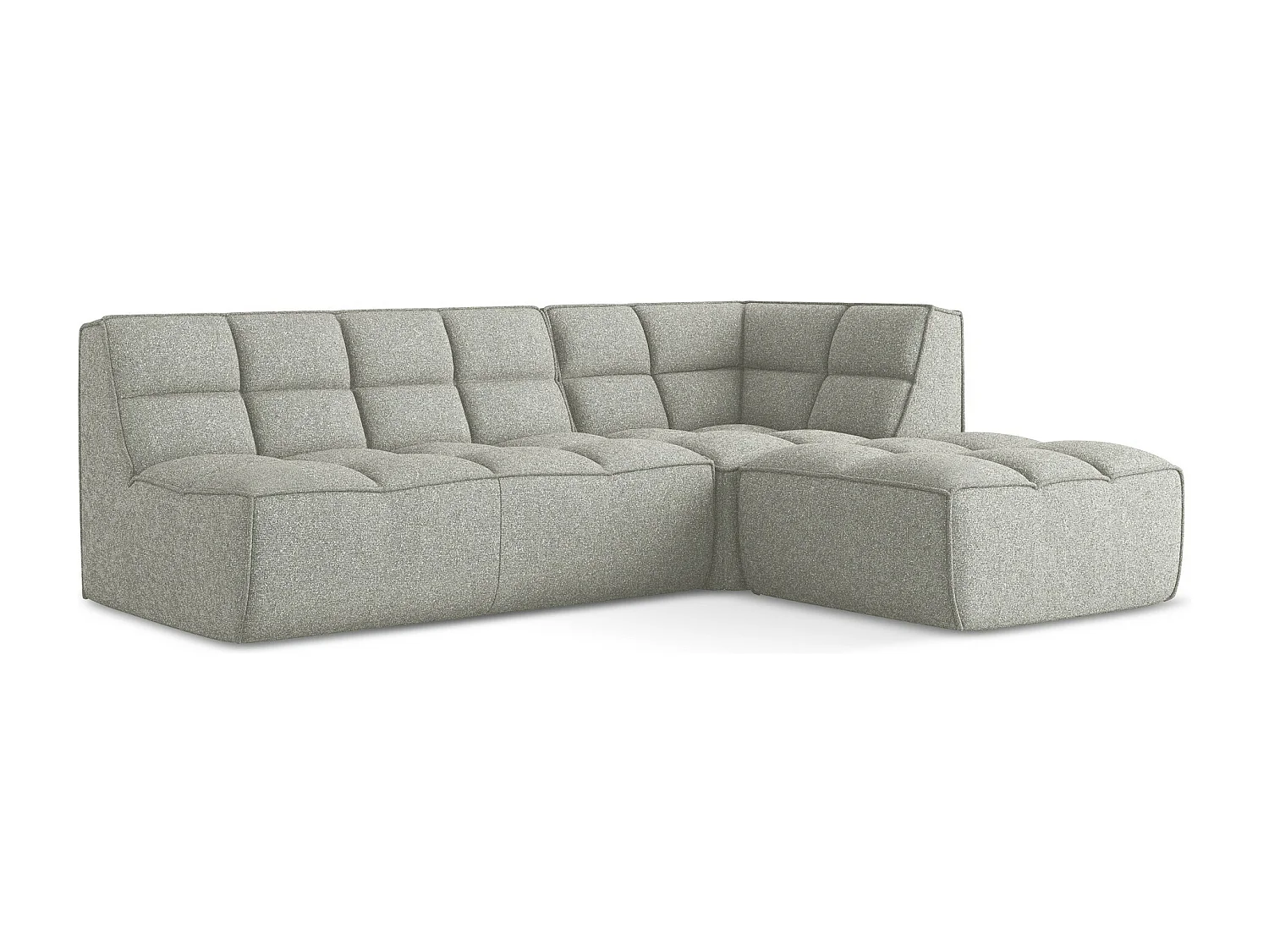 Modulaire hoekbank rechts van lichtgrijs textuurstof - KALAI