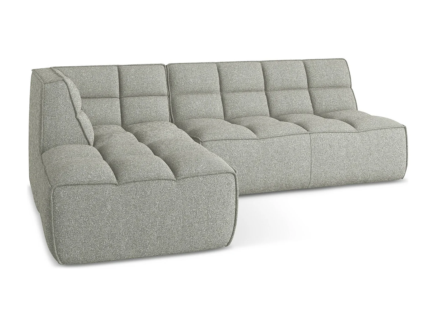 Modulaire hoekbank rechts van lichtgrijs textuurstof - KALAI