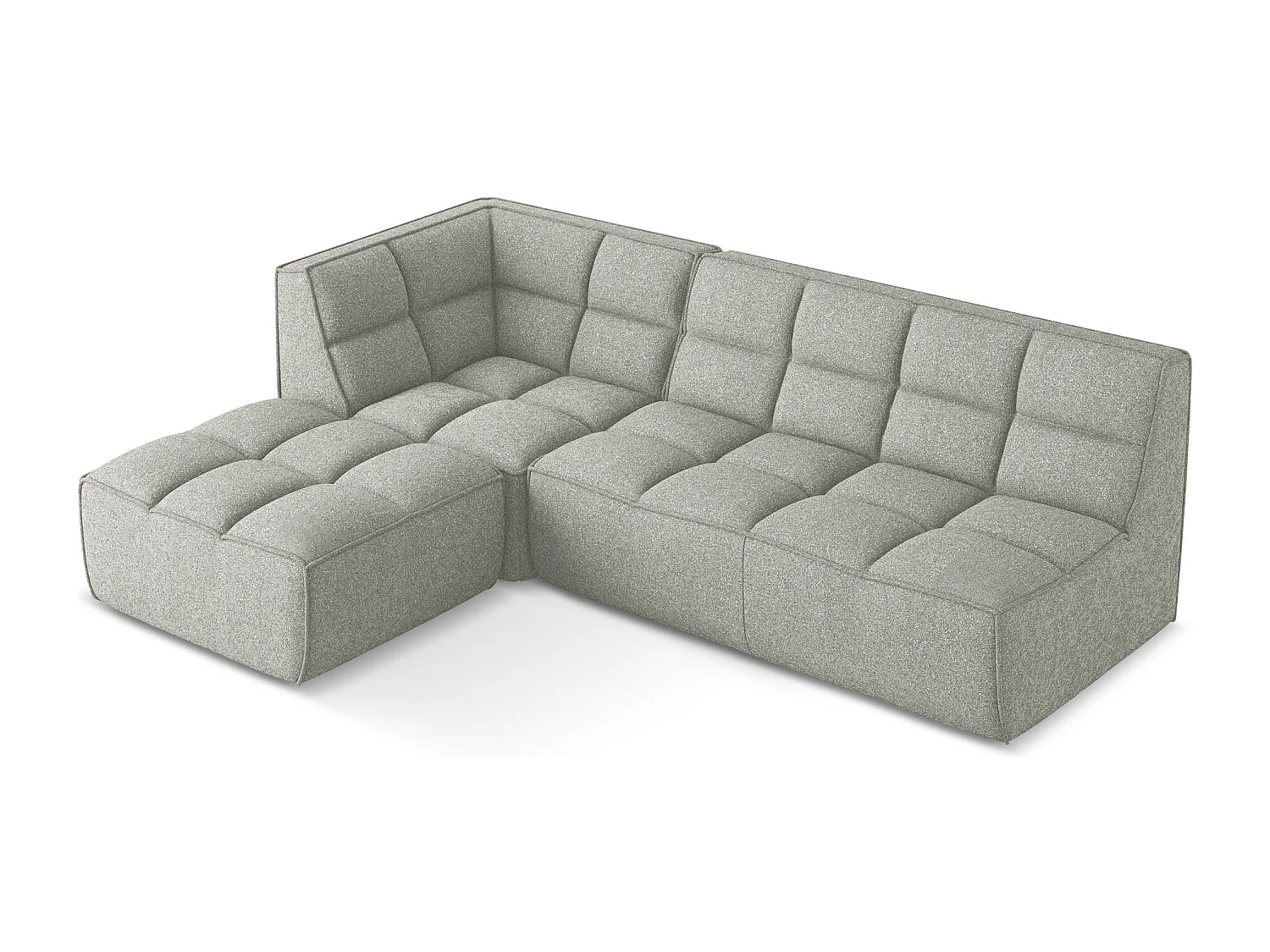 Modulaire hoekbank rechts van lichtgrijs textuurstof - KALAI