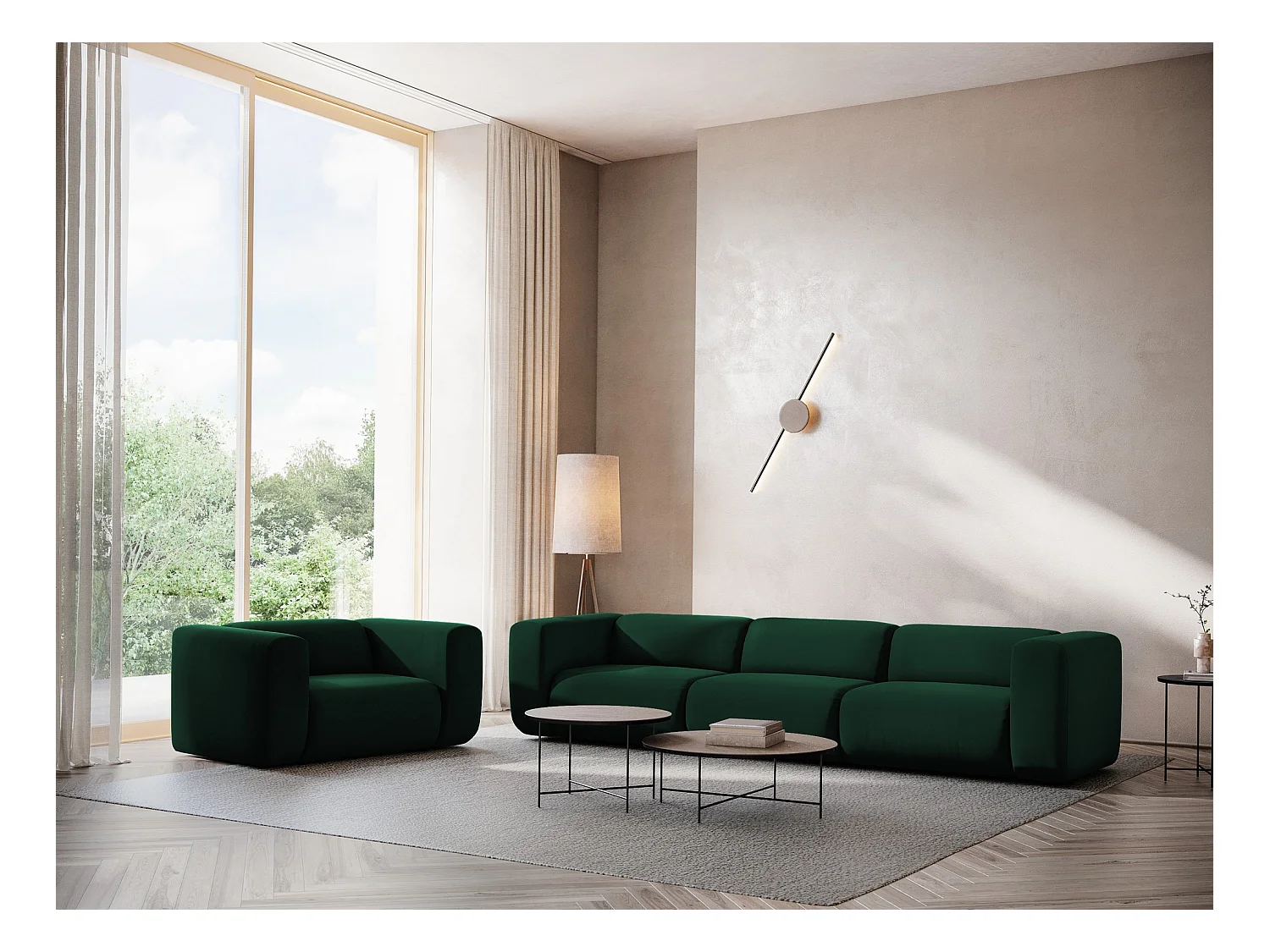 Fauteuil pour canapé modulable en velours - bouteille verte - EKAHI