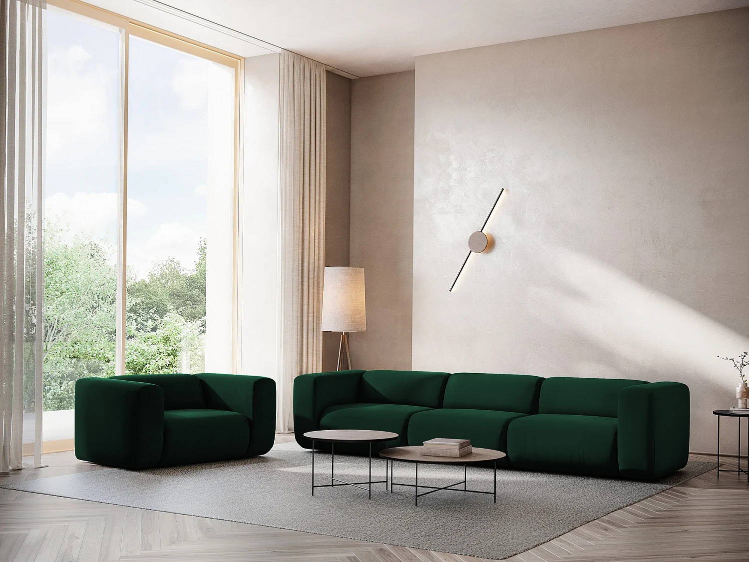 Fauteuil pour canapé modulable en velours - bouteille verte - EKAHI