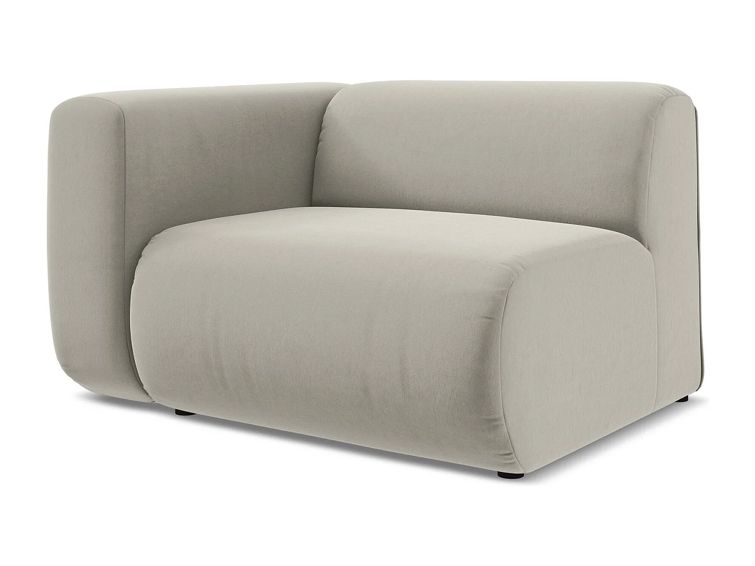 Module avec accoudoirs gauche en velours - perle - EKAHI