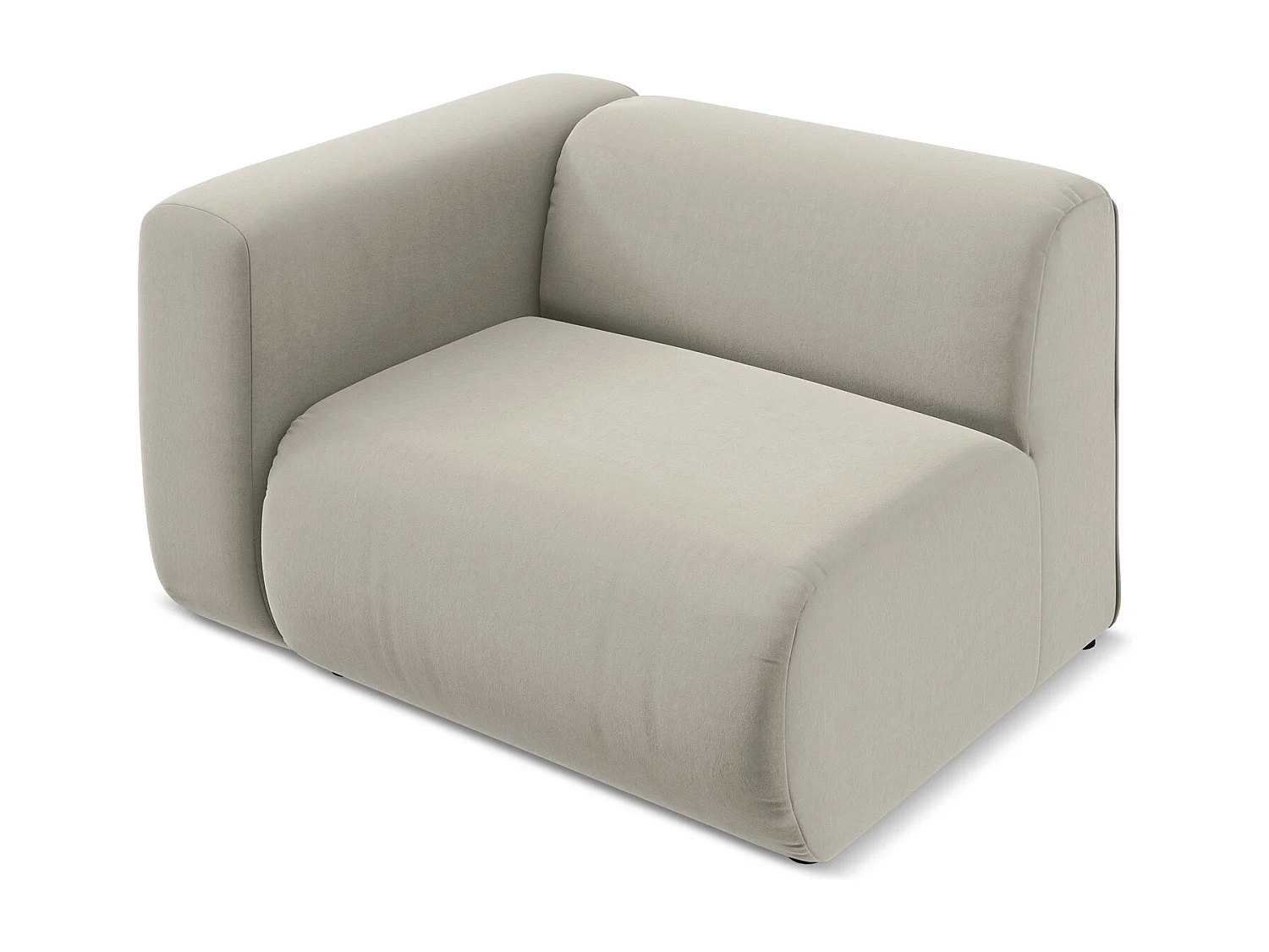 Module avec accoudoirs gauche en velours - perle - EKAHI