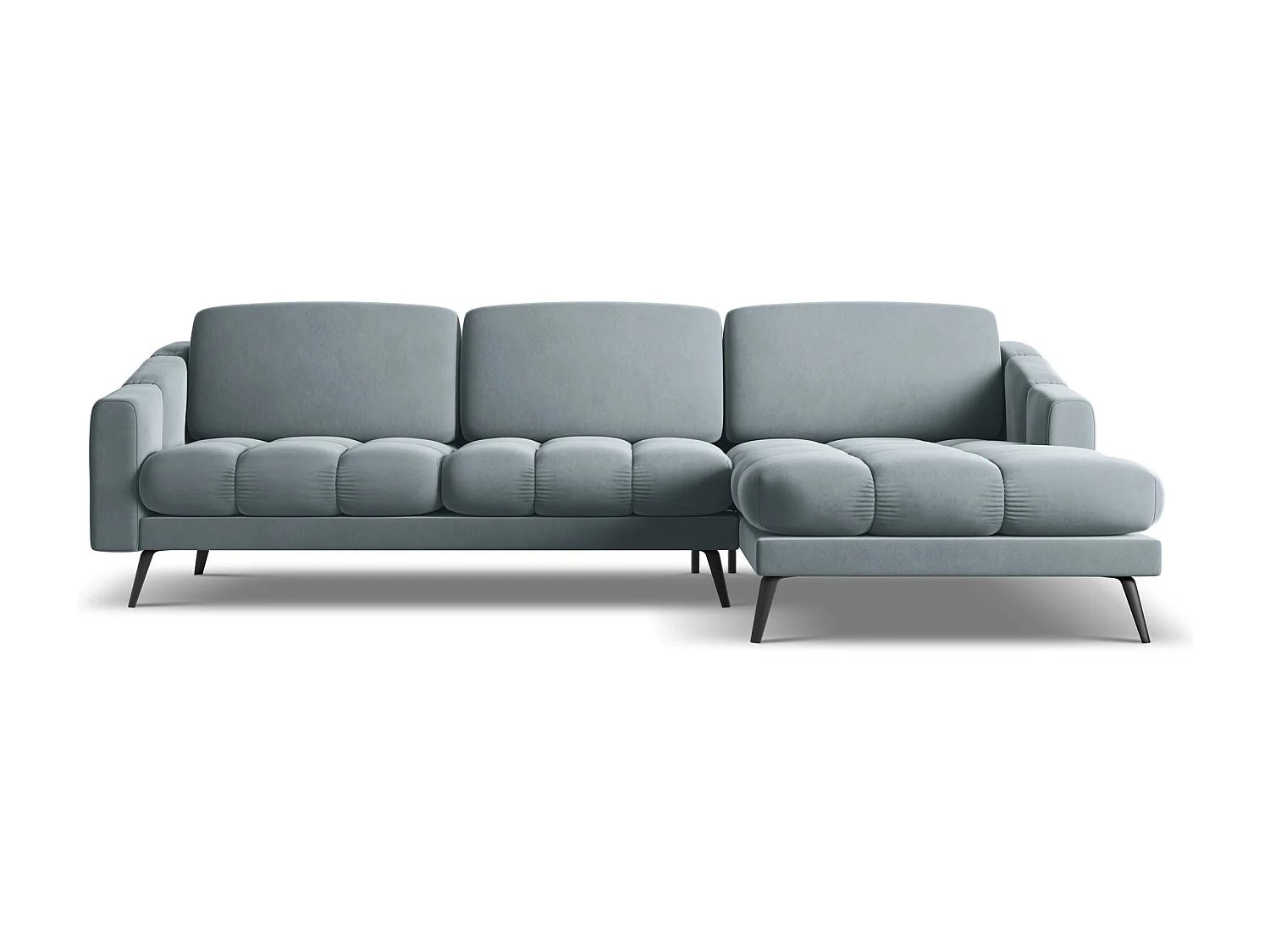Ecksofa - Ecke Rechts - Samt - Hellblau - NALU